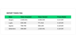Token YNG: Report Giugno-Settembre 2022